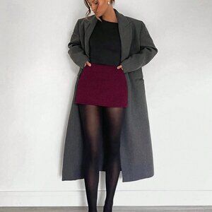 Burgundy Casual Women's texture Mini Skirt